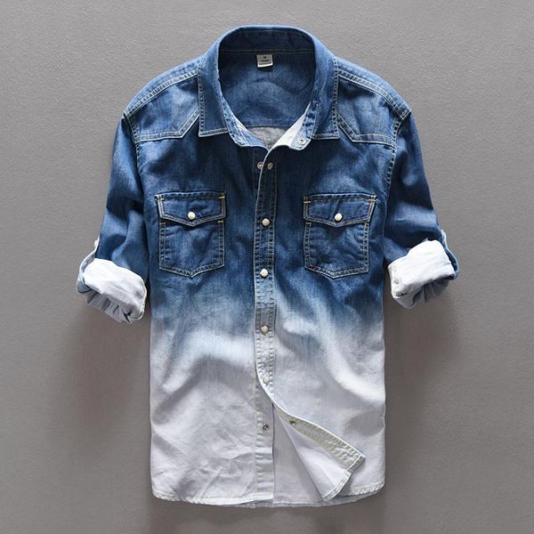men's casual shirts primavera camiseta para hombre de jeans marca camisa denim hombres camisas largas algodon, White;black
men's casual shirts primavera camiseta para hombre de jeans marca camisa denim hombres camisas largas algodon, White;black