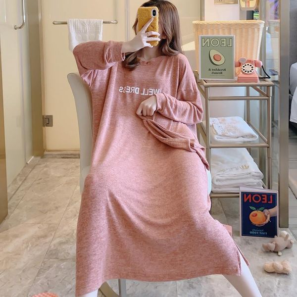 women's sleepwear simple nightgown casual cotton nightdress round neck letter ladies spring nightwear home service long sleeve solid, Black;red
women's sleepwear simple nightgown casual cotton nightdress round neck letter ladies spring nightwear home service long sleeve solid, Black;red