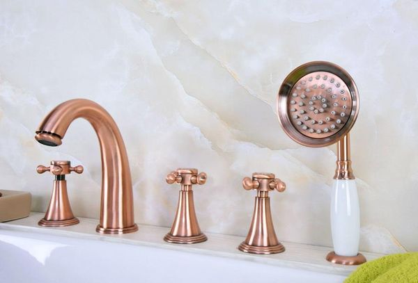 bathroom sink faucets antique red copper brass widespread deck-mounted tub 5 holes three handles basin faucet tap hand spray mtf204
bathroom sink faucets antique red copper brass widespread deck-mounted tub 5 holes three handles basin faucet tap hand spray mtf204