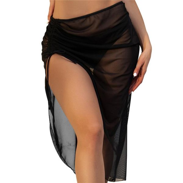 women's swimwear summer swimsuit cover up beach skirts perspective black white side spilt high waist drawstring tie-up ups female, White;black
women's swimwear summer swimsuit cover up beach skirts perspective black white side spilt high waist drawstring tie-up ups female, White;black