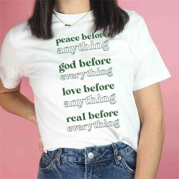 peace before anything women's inspirational quotes t-shirt letter printed casual short sleeve slogan tee 210512, White
peace before anything women's inspirational quotes t-shirt letter printed casual short sleeve slogan tee 210512, White