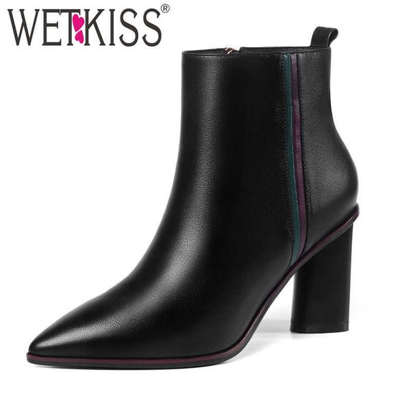 wetkiss genuine leather ankle boots women high heels booties female zip shoes ladies pointed toe shoes women winter 210630, Black
wetkiss genuine leather ankle boots women high heels booties female zip shoes ladies pointed toe shoes women winter 210630, Black