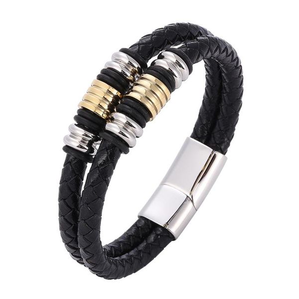 charm bracelets double-layer stainless steel braided leather men bracelet luxury accessories combination handmade wristband male jewelry sp1, Golden;silver
charm bracelets double-layer stainless steel braided leather men bracelet luxury accessories combination handmade wristband male jewelry sp1, Golden;silver