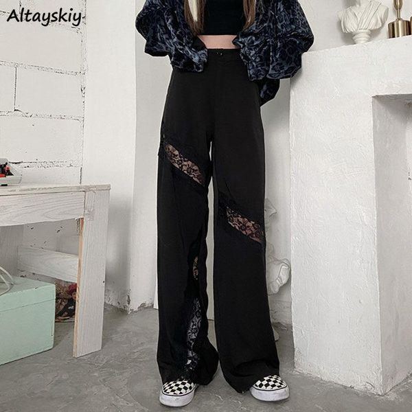 women's pants & capris women fashion wide leg harajuku patchwork full-length lace summer high waist pockets street loose black trouser, Black;white
women's pants & capris women fashion wide leg harajuku patchwork full-length lace summer high waist pockets street loose black trouser, Black;white