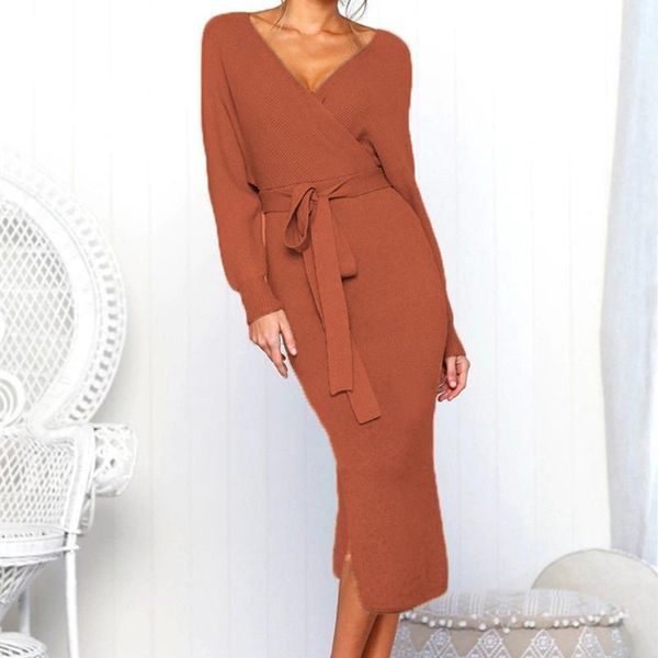 casual dresses warm solid fashion knitting a line long sleeve autumn winter split tie belt v neck women dress slim cocktail party, Black;gray
casual dresses warm solid fashion knitting a line long sleeve autumn winter split tie belt v neck women dress slim cocktail party, Black;gray