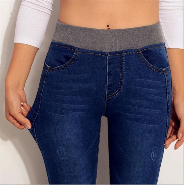 women's jeans elastic waist female students big yards high small feet pencil pants, Blue
women's jeans elastic waist female students big yards high small feet pencil pants, Blue