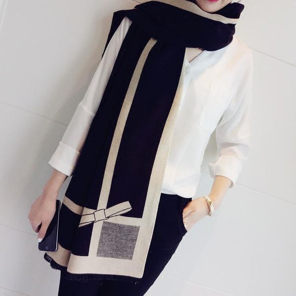 scarves korean bow warm long shawl dual-purpose double-sided thickened student scarf female winter, Blue;gray
scarves korean bow warm long shawl dual-purpose double-sided thickened student scarf female winter, Blue;gray