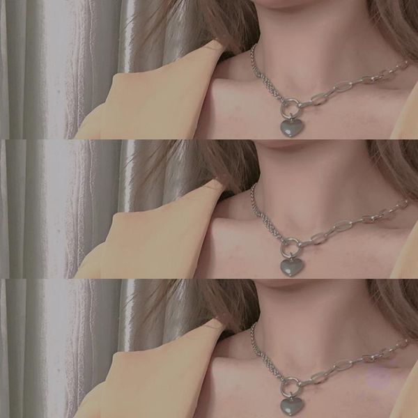 pendant necklaces european&american stainless steel titanium peach heart necklace for women retro love chain clavicle jewelry, Silver
pendant necklaces european&american stainless steel titanium peach heart necklace for women retro love chain clavicle jewelry, Silver