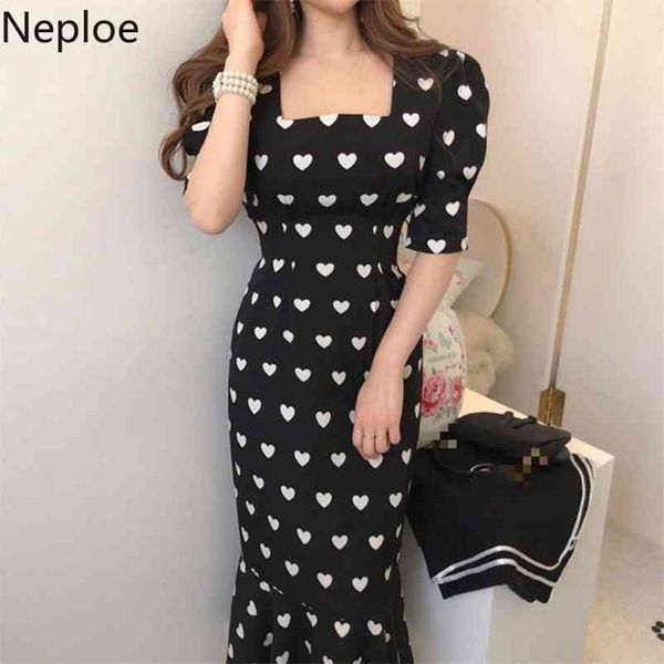 love heart print dress women fashion square collar short sleeve ladies vestidos elegant slim waist mermaid dresses 1b020 210422, Black;gray
love heart print dress women fashion square collar short sleeve ladies vestidos elegant slim waist mermaid dresses 1b020 210422, Black;gray