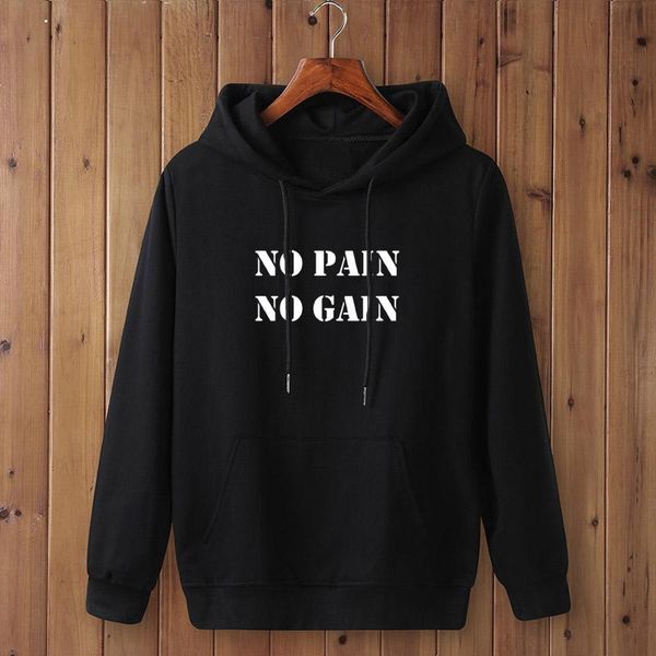 men's hoodies & sweatshirts brand comfortable fashion no pain gain print sweatshirt clothes men autumn winter hip hop hooded, Black 
men's hoodies & sweatshirts brand comfortable fashion no pain gain print sweatshirt clothes men autumn winter hip hop hooded, Black