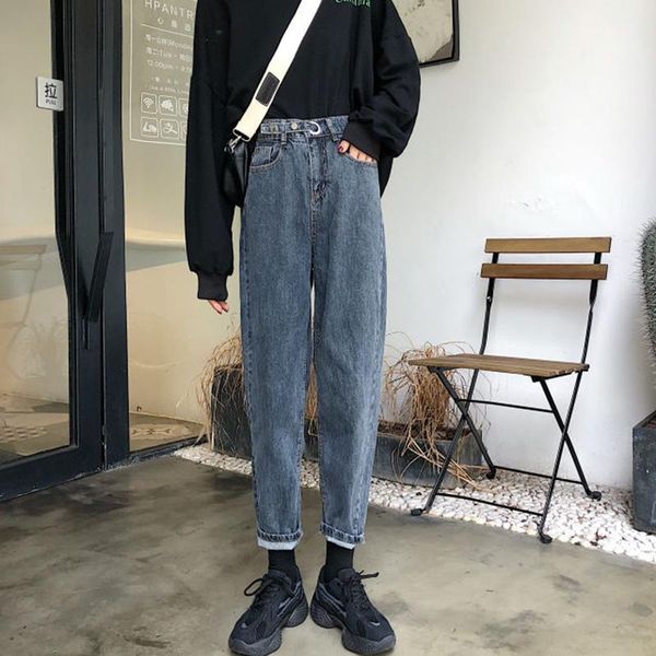 women's jeans high waist women spring autumn straight casual denim pants 2021 korean style ankle-length boyfriend woman p593, Blue
women's jeans high waist women spring autumn straight casual denim pants 2021 korean style ankle-length boyfriend woman p593, Blue