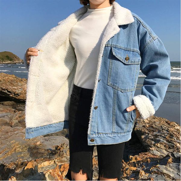 women's jackets smooth lamb hair autumn and winter denim female plus velvet quilted jacket cotton loose pdwp, Black;brown
women's jackets smooth lamb hair autumn and winter denim female plus velvet quilted jacket cotton loose pdwp, Black;brown