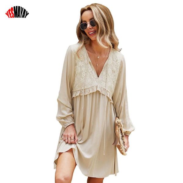 casual dresses 2021 elegant women lace patchwork autumn winter v-neck loose dress female long sleeve pink vestidos, Black;gray
casual dresses 2021 elegant women lace patchwork autumn winter v-neck loose dress female long sleeve pink vestidos, Black;gray