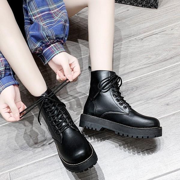 boots winter 2021 thick soled british style autumn and women's korean lace up net red, Black
boots winter 2021 thick soled british style autumn and women's korean lace up net red, Black