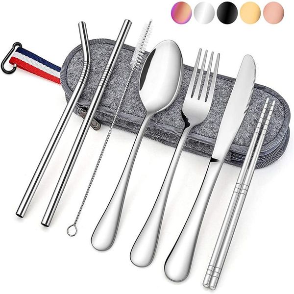dinnerware sets stainless steel travel utensil set camping cutlery with case flatware knife fork spoon chopsticks cleaning brush straws
dinnerware sets stainless steel travel utensil set camping cutlery with case flatware knife fork spoon chopsticks cleaning brush straws
