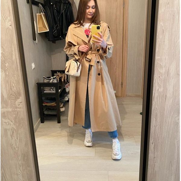 women's trench coats solid color windbreaker women korean oversized x-long outerwear 2021 autumn female casual loose, Tan;black
women's trench coats solid color windbreaker women korean oversized x-long outerwear 2021 autumn female casual loose, Tan;black