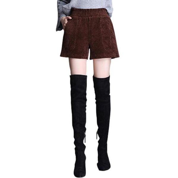 women's shorts 2021 women autumn winter plus size corduroy female high waist casual elastic wide leg s409, White;black
women's shorts 2021 women autumn winter plus size corduroy female high waist casual elastic wide leg s409, White;black