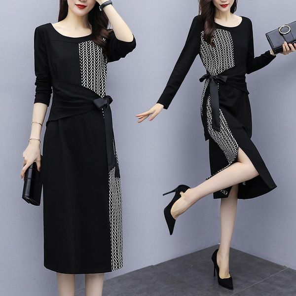 casual dresses plus size 5xl women spring autumn color block long sleeve mid dress elegant ladies office vestidos ah509, Black;gray
casual dresses plus size 5xl women spring autumn color block long sleeve mid dress elegant ladies office vestidos ah509, Black;gray
