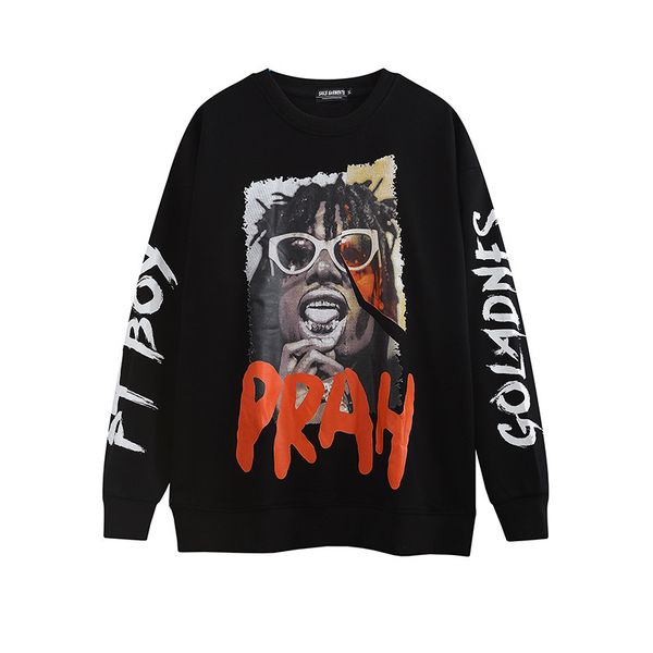 chaopai high street rap avatar printed long sleeve pullover boys and teenagers hip hop street large size sweater cotton, Black 
chaopai high street rap avatar printed long sleeve pullover boys and teenagers hip hop street large size sweater cotton, Black