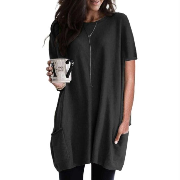 women's t-shirt casual o-neck loose large size for summer 2021 women fashion short sleeve solid cotton splice with pockets, White
women's t-shirt casual o-neck loose large size for summer 2021 women fashion short sleeve solid cotton splice with pockets, White