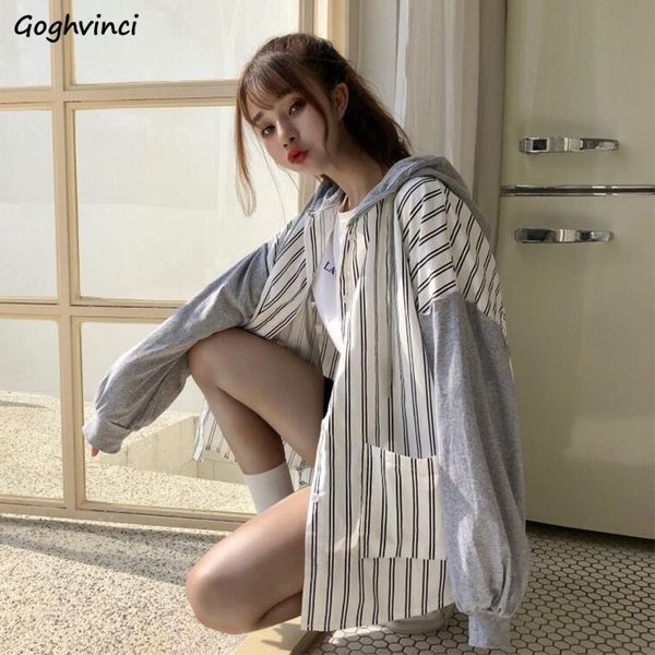 women's jackets basic women long sleeve spring striped patchwork hooded pockets single-breasted fake-two pieces ulzzang trendy students, Black;brown
women's jackets basic women long sleeve spring striped patchwork hooded pockets single-breasted fake-two pieces ulzzang trendy students, Black;brown