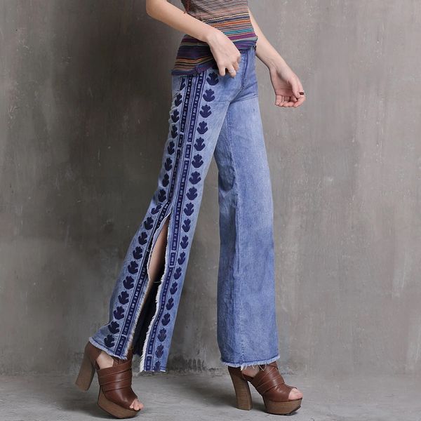 jean embroidered from the vintage brem casual women's legs wide pants aesthetic division denim feminine cut palazzo harajuku, Blue
jean embroidered from the vintage brem casual women's legs wide pants aesthetic division denim feminine cut palazzo harajuku, Blue