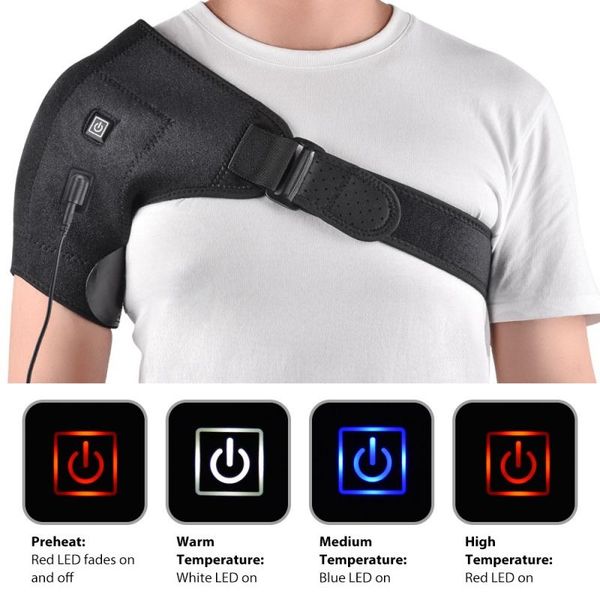 back support electric heat therapy shoulder brace adjustable belt supports for dislocated pain relief recovery, Black;blue
back support electric heat therapy shoulder brace adjustable belt supports for dislocated pain relief recovery, Black;blue