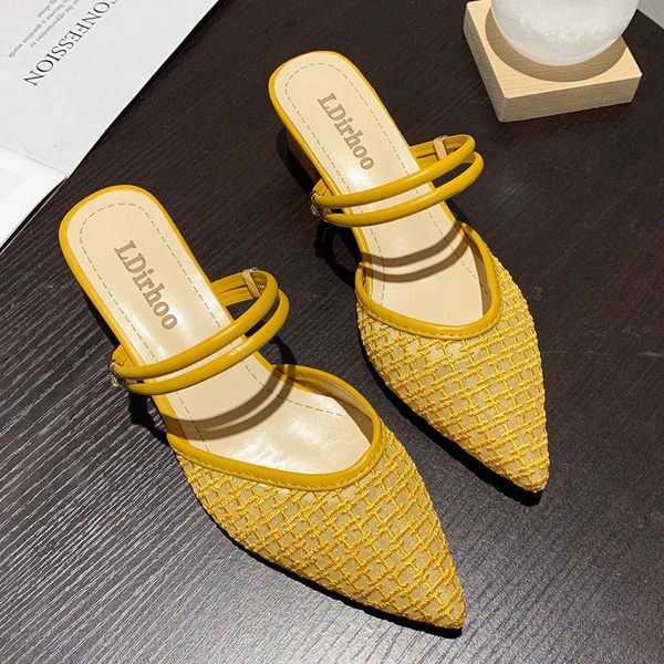 slippers 2021 summer elegant yellow women high heels slides breathable mesh pointed toe mules shoes slip on sandals, Black
slippers 2021 summer elegant yellow women high heels slides breathable mesh pointed toe mules shoes slip on sandals, Black