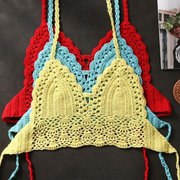 s l xl womens cami crop summer backless crochet knit beach knitting halter bra, White
s l xl womens cami crop summer backless crochet knit beach knitting halter bra, White