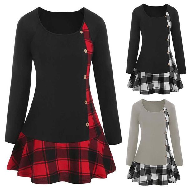 plus size t-shirt women tunic shirts button long sleeve womens clothing blouses pachwork pliad ruffles blusas de mujer, Black
plus size t-shirt women tunic shirts button long sleeve womens clothing blouses pachwork pliad ruffles blusas de mujer, Black