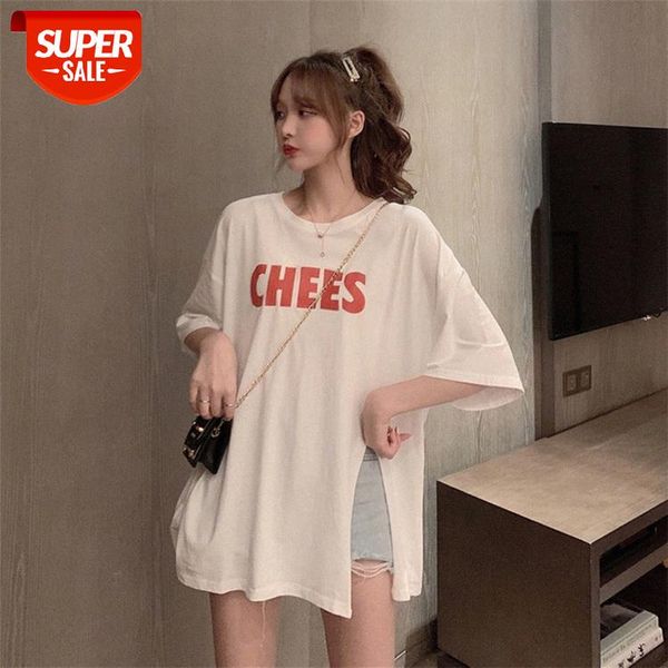 korean version of the new loose mid-length print slit short-sleeved t-shirt female harajuku student trend #tn69, White
korean version of the new loose mid-length print slit short-sleeved t-shirt female harajuku student trend #tn69, White