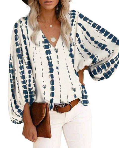 women's blouses & shirts summer women blouse shirt 2021 lanter sleeve v-neck print long loose, White
women's blouses & shirts summer women blouse shirt 2021 lanter sleeve v-neck print long loose, White