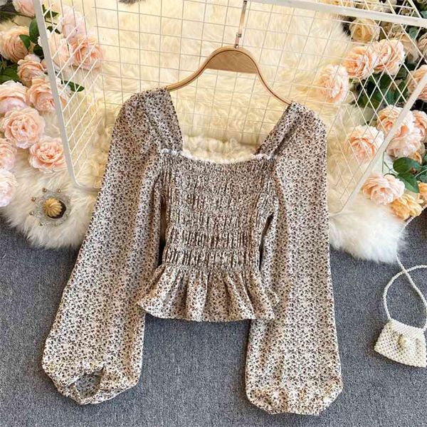 spring summer floral blouse women's french square collar fungus puff sleeve blusa sweet age reduction shirt c603 210507, White
spring summer floral blouse women's french square collar fungus puff sleeve blusa sweet age reduction shirt c603 210507, White