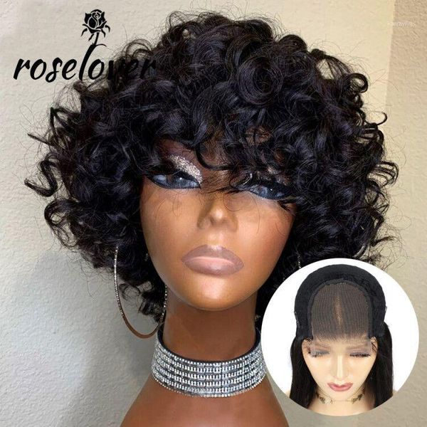 roselover curly bob wig afro kinky human hair wigs short culry with bangs for black women 4*4 lace closure1, Black;brown
roselover curly bob wig afro kinky human hair wigs short culry with bangs for black women 4*4 lace closure1, Black;brown