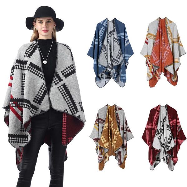 autumn winter casual vintage geometric loose cape poncho women knitwear coat cardigan sweater shawl plus size scarves, Blue;gray
autumn winter casual vintage geometric loose cape poncho women knitwear coat cardigan sweater shawl plus size scarves, Blue;gray