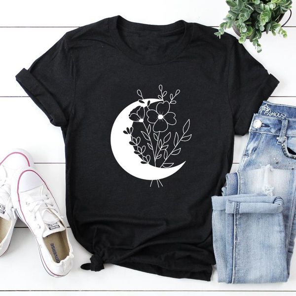 women's t-shirt moon floral print tshirt woman summer tee short sleeve casual female t shirt graphic, White
women's t-shirt moon floral print tshirt woman summer tee short sleeve casual female t shirt graphic, White