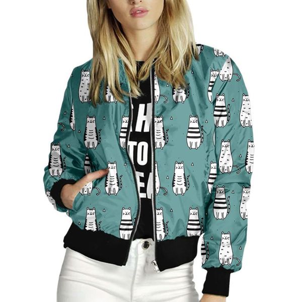 women's jackets plue size 4xl 2021 women cute cat print summer jacket coat basic casual bomber thin female clothing lady, Black;brown
women's jackets plue size 4xl 2021 women cute cat print summer jacket coat basic casual bomber thin female clothing lady, Black;brown