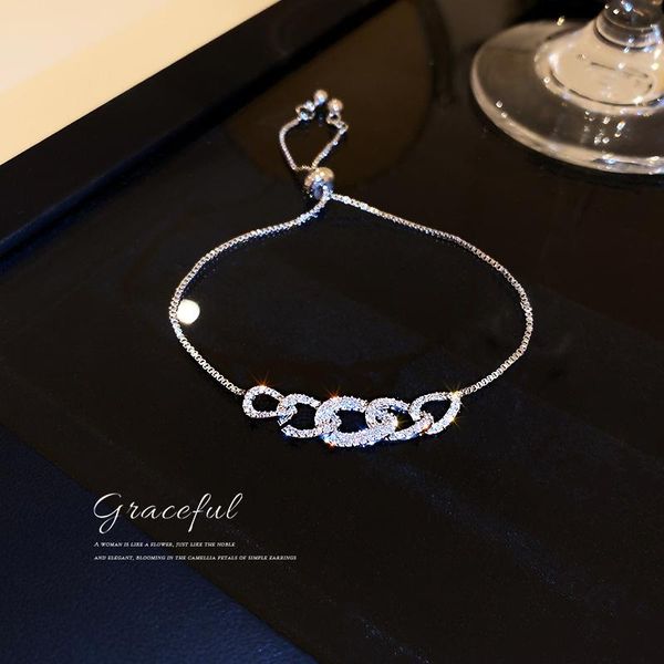link, chain fashionable micro-zircon surround loop minimalist bracelet temperament adjustable hand jewelry woman, Black
link, chain fashionable micro-zircon surround loop minimalist bracelet temperament adjustable hand jewelry woman, Black