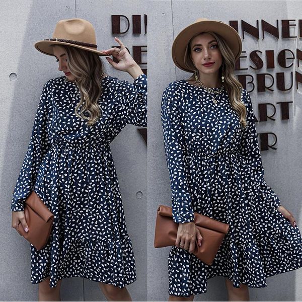 casual dresses autumn print women dress 2021 elegant o-neck long sleeves ruffles midi ladies, Black;gray
casual dresses autumn print women dress 2021 elegant o-neck long sleeves ruffles midi ladies, Black;gray