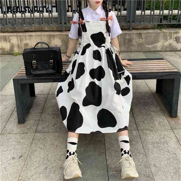 japanese summer women sundress suspenders cow print preppy style sleeveless dress cute kawaii bandage midi sweet 210520, Black;gray
japanese summer women sundress suspenders cow print preppy style sleeveless dress cute kawaii bandage midi sweet 210520, Black;gray