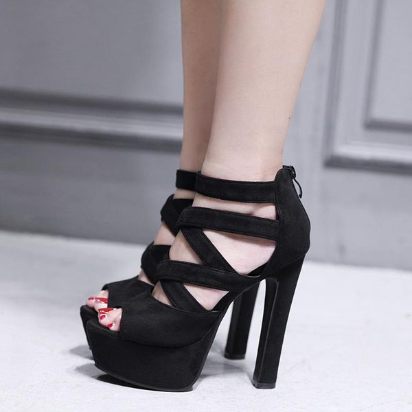 14cm heel gladiator sandals women stripper shoes summer thin cross strap high heels platform, Black
14cm heel gladiator sandals women stripper shoes summer thin cross strap high heels platform, Black