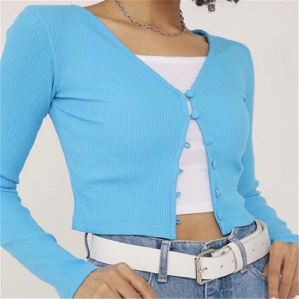 korean t-shirt women summer women's single-breasted slim-fit v-neck short long-sleeved cardigan full 210508, White
korean t-shirt women summer women's single-breasted slim-fit v-neck short long-sleeved cardigan full 210508, White