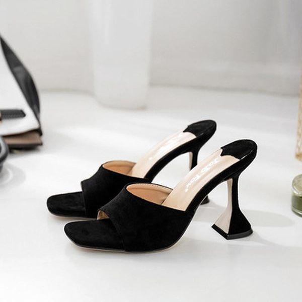sandals size 35-41 woman summer square head serpentine slippers wine glass mules high heels flock shoes women slip on slide, Black
sandals size 35-41 woman summer square head serpentine slippers wine glass mules high heels flock shoes women slip on slide, Black