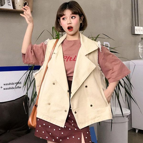 women's vests double-breasted large size vest jacket spring and autumn korean casual loose sleeveless denim coat lapel waistcoat f878, Black;white
women's vests double-breasted large size vest jacket spring and autumn korean casual loose sleeveless denim coat lapel waistcoat f878, Black;white