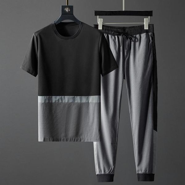 men's tracksuits tracksuit ( summer t-shirt+pants) luxury black grey patchwork short sleeve male set fashion elastic waist man sets, Gray
men's tracksuits tracksuit ( summer t-shirt+pants) luxury black grey patchwork short sleeve male set fashion elastic waist man sets, Gray