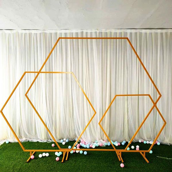 party decoration wedding props hexagonal arch white gold iron shelf backdrop decor stage flower stand wrought diamond arche
party decoration wedding props hexagonal arch white gold iron shelf backdrop decor stage flower stand wrought diamond arche