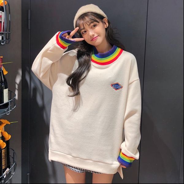 winter cute womens sweaters rainbow element sweater harajuku loose casual style wild small fashion sweet literary fan long sleeve pullover, White;black
winter cute womens sweaters rainbow element sweater harajuku loose casual style wild small fashion sweet literary fan long sleeve pullover, White;black