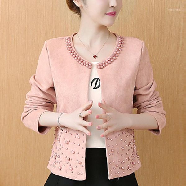 women's jackets chaquetas mujer 2021 long sleeve autumn jacket women clothes plus size 4xl pink elegant beading outwear coat a295, Black;brown
women's jackets chaquetas mujer 2021 long sleeve autumn jacket women clothes plus size 4xl pink elegant beading outwear coat a295, Black;brown