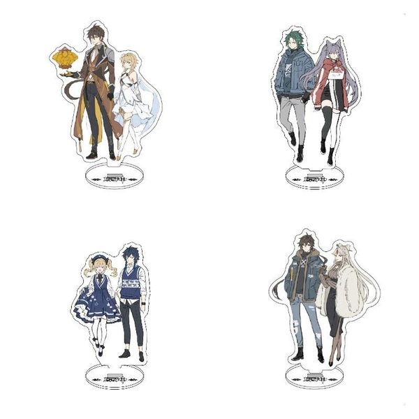 keychains game genshin impact figure keqing zhongli xiao acrylic stands plate desk decor standing sign keychain fans toy anime lovers gift, Silver