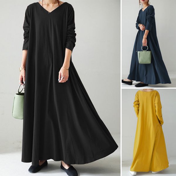 casual dresses size plus elegant solid maxi dress women's spring sundress 2021 long sleeve vestidos female v neck robe femme 5xl nvq5, Black;gray
casual dresses size plus elegant solid maxi dress women's spring sundress 2021 long sleeve vestidos female v neck robe femme 5xl nvq5, Black;gray